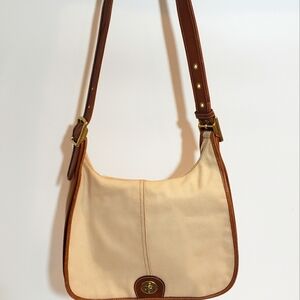 Vintage Coach ivory canvas HOBO shoulder bag with red interior